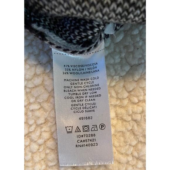 LOFT Sweater Women’s Medium Petite Heart Print Mock Neck Wool Blend Sweater EUC - Picture 7 of 9